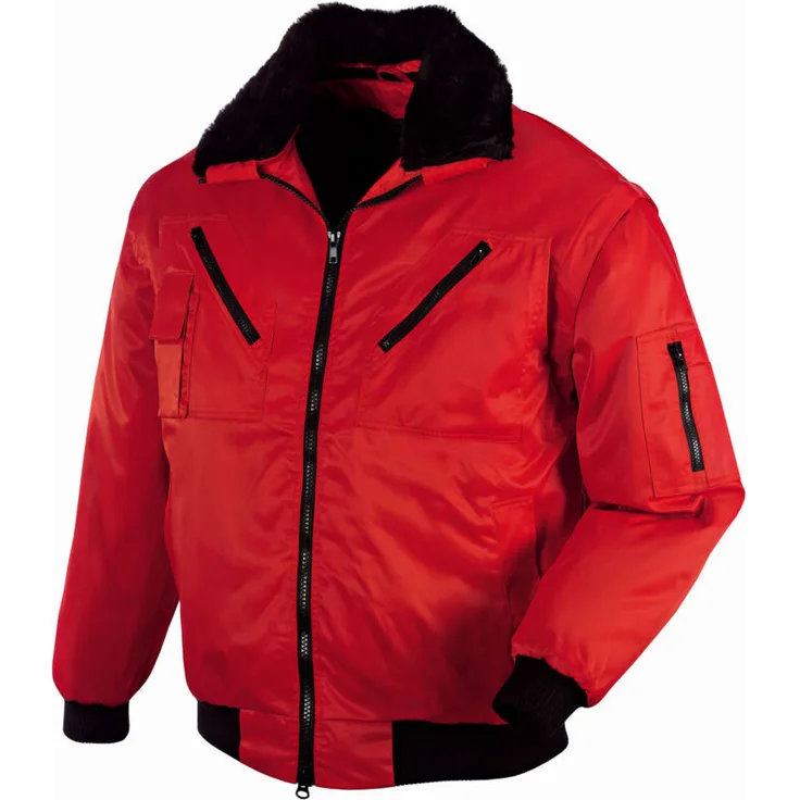 TRIZERATOP teXXor Piloten-Jacke OSLO, 4-in-1 Arbeitsjacke mit herausnehmbarer Faserpelz-Weste, rot, Größe 4XL