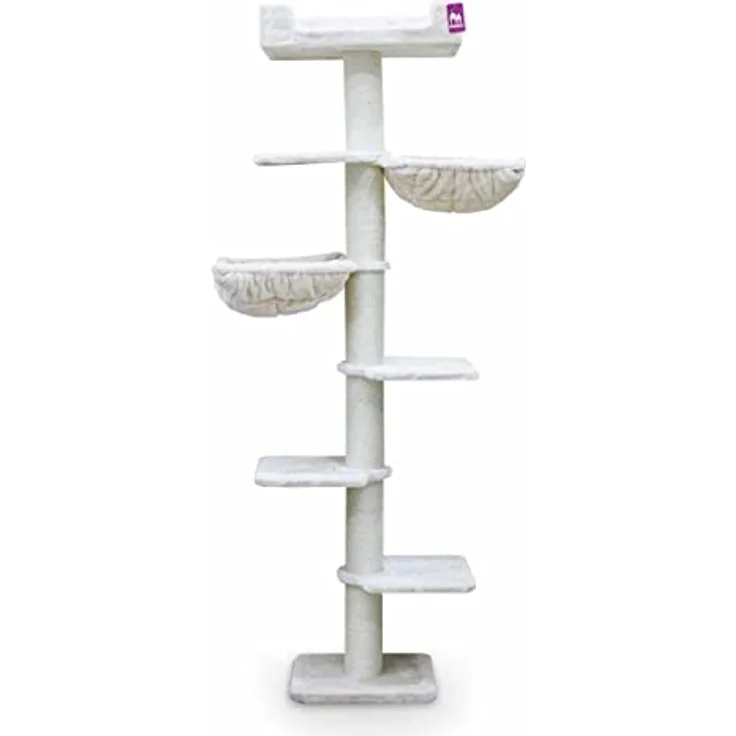 Petrebels Kratzbaum XXL Alexis 224 Farbe Creme, Kratzbaum bis zur Decke, 45 x 35 x 224 cm