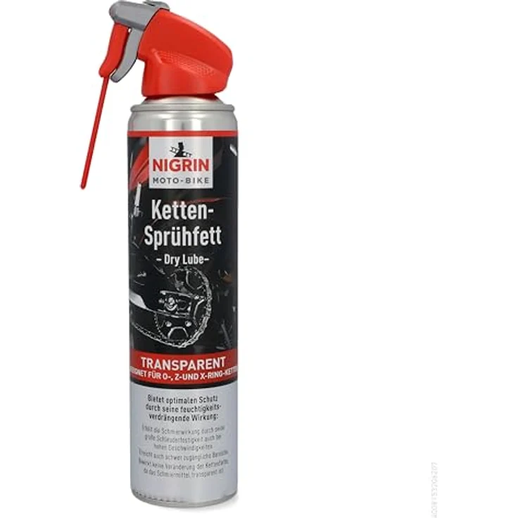 Nigrin Ketten-Sprühfett 'Moto-Bike Dry Lube', transparent, 400 ml, hohe Schleuderfestigkeit, geeignet für O-, Z- und X-Ring-Ketten – Bild 1