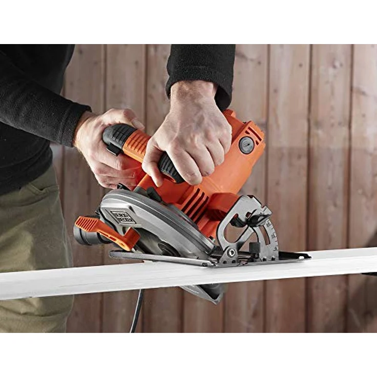 Black+Decker Handkreissäge (1500W, Schnitttiefe 66mm-50mm (90°-45°) Sägeblatt mit Parallelanschlag, Durchmesser 190 mm, Schnellspannhebel, Anschluss für Staubabsaugung) CS1550 – Bild 4