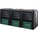 Komposter 3er Set aus stabilem Kunststoff, mit Klappdeckel, 3 * 300 Liter (H83 x B61 x T61 cm), Thermokomposter für Garten- und Küchenabfälle, 100% recycelter Kunststoff, Model Leo, Made in EU