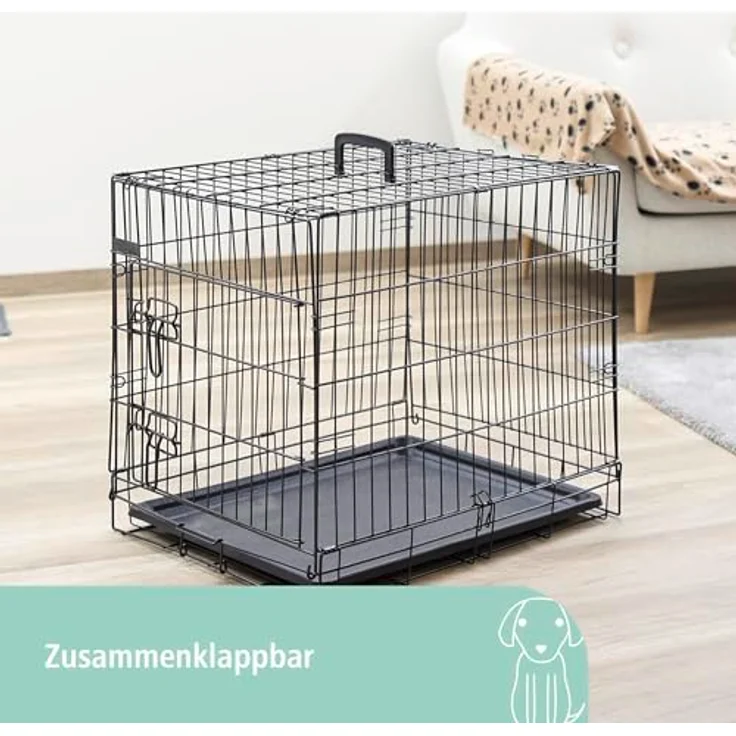 Kerbl Pet Gittertransportbox 81364, klappbar, 63 x 48 x 57 cm, 1 Tür, schwarz – Bild 5