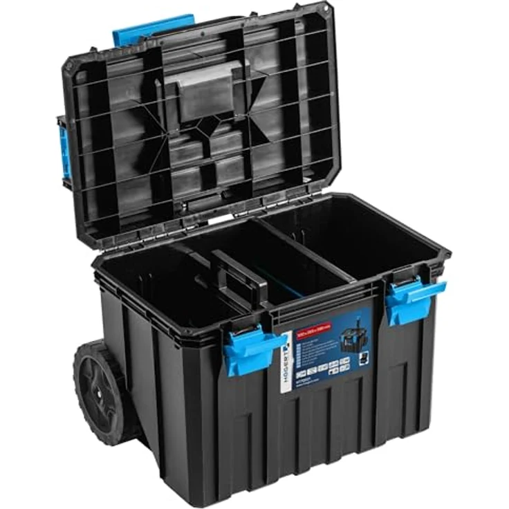 Högert Technik HT7G501 Werkzeugkiste auf Rädern, Tragfähigkeit bis 50 kg, modularer Aufbau, staubdicht, robust gegen Beschädigungen, mit ABS-Verschlüssen – Bild 2