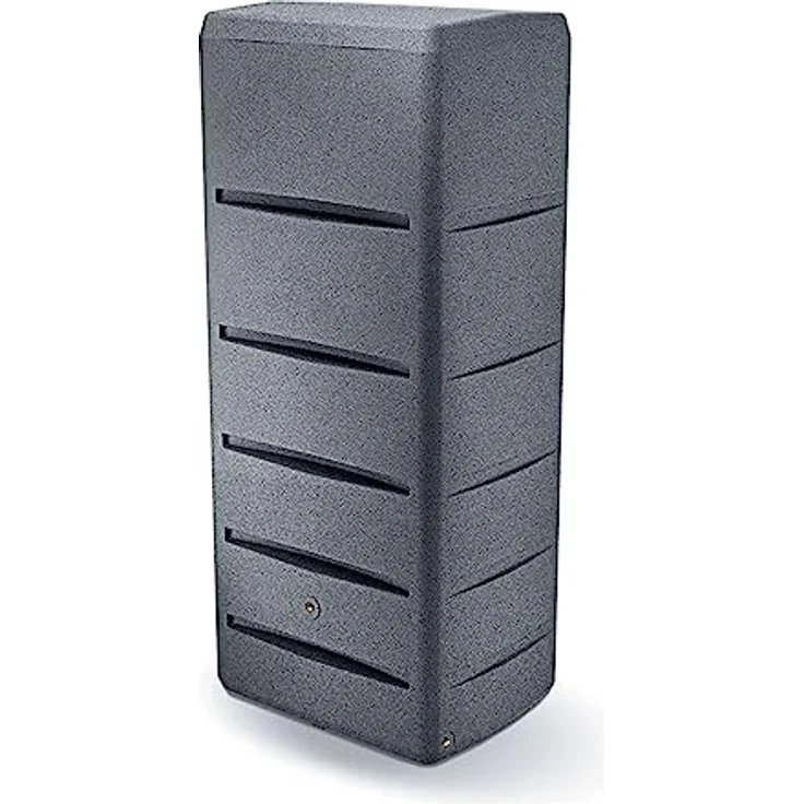 Prosperplast Regentonne Poseidon 260 Liter Granitgrau, UV- und witterungsbeständig, frostsicher, mit hochwertigem Messinggewinde