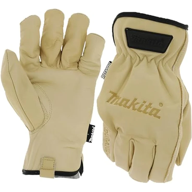 Makita P-84626 Cow Driver Lederhandschuhe, Größe M, echtes Leder, wasser- und ölbeständig, atmungsaktiv, braun – Bild 1