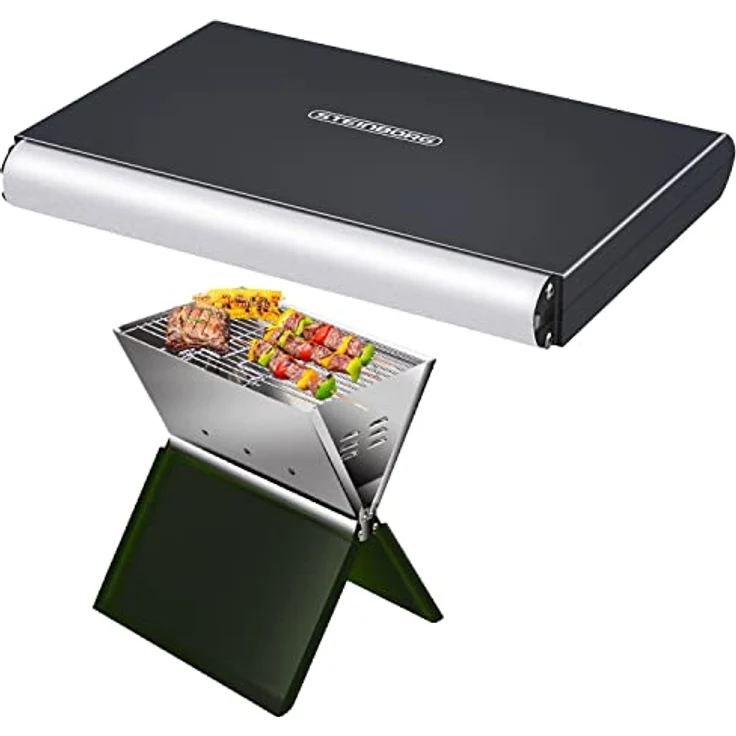 Steinborg Klappgrill | Laptopgrill | Campinggrill | Blitzschneller Aufbau | Hitzebeständiger Rahmen | Große Lüftungsschlitze | Holzkohlegrill | Kohlegrill | Geringes Gewicht | Geeignet für Holzkohle – Bild 1