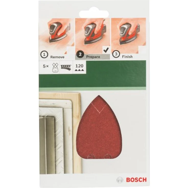Bosch Schleifblatt (für Multischleifer verschiedene Materialien, 5 Stück, 95 x 135 mm, Körnung 120) – Bild 4