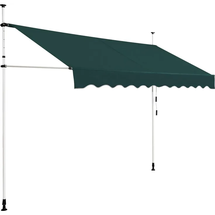 Northix Einziehbare Balkonmarkise, 300 cm, bohrfrei, UV-beständig, höhenverstellbar, grün