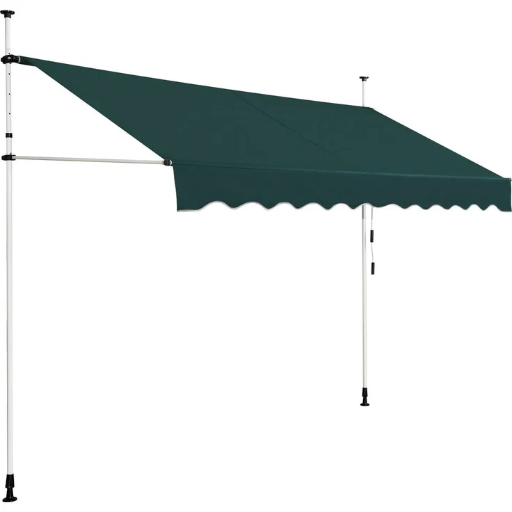 Northix Einziehbare Balkonmarkise, 300 cm, bohrfrei, UV-beständig, höhenverstellbar, grün