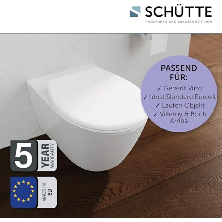 Schütte WC-Sitz Pro 1 Duroplast mit Absenkautomatik, Schnellverschluss und hoher Belastbarkeit, Weiß – Bild 3