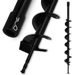 EBERTH Erdbohrer Gartenschnecke, 80 mm Durchmesser, 800 mm Länge, Aufnahme 20 mm, schwarz lackiert