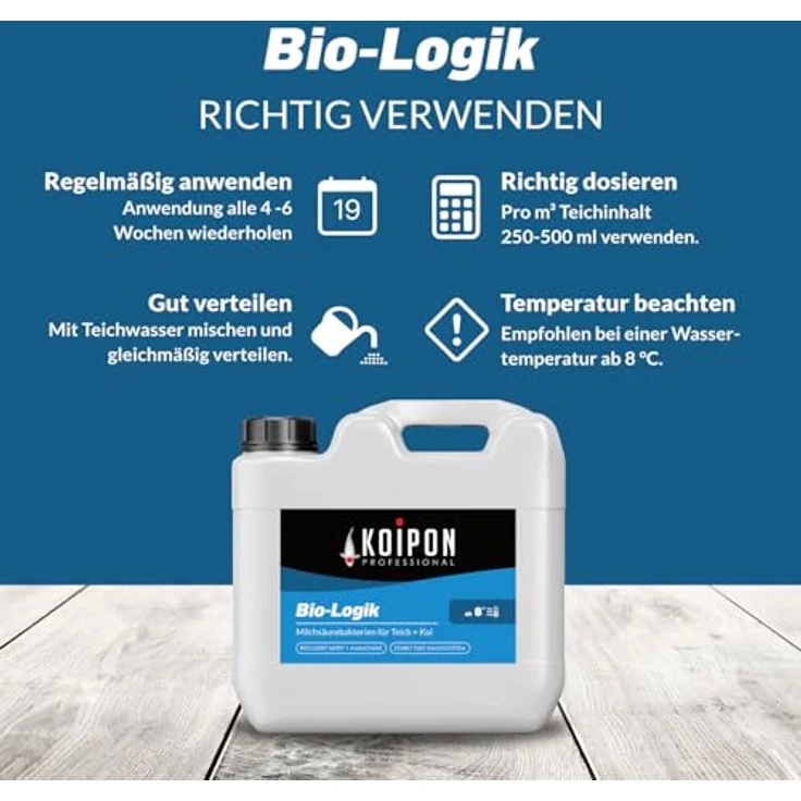 KOIPON Bio-Logik Teich-Milchsäurebakterien 5 L, Nitrit- und Algenbekämpfung, fördert Fischgesundheit und Wundheilung – Bild 3