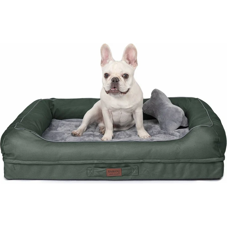 RAIKOU Hundematratze Hundebett mit Abnehmbarem Kissen, grau, für große und kleine Hunde, waschbar – Bild 1