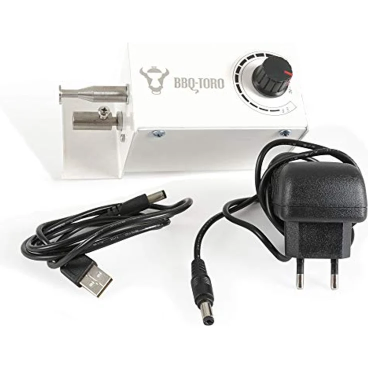 BBQ-Toro Edelstahl Kohlegrill mit Spießaufsatz, 11 Spieße und Motor, mobil einsetzbar, höhenverstellbare Kohlewanne – Bild 4