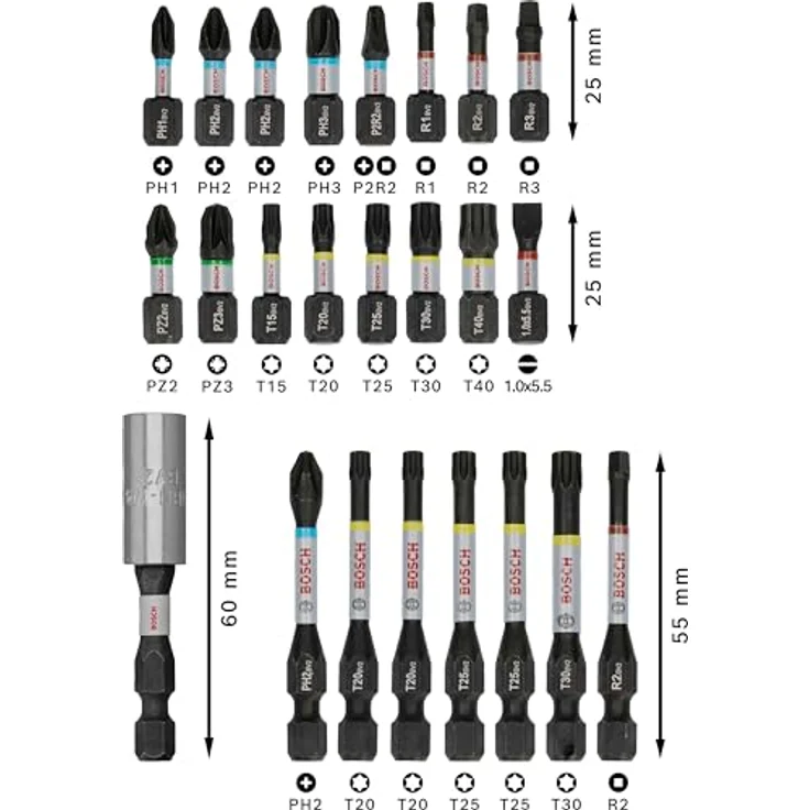 Bosch 24x PRO Impact Set, 24-tlg. (200 x 107 mm, Professional Zubehör Schraubendreher, Schraubendreher) – Bild 3