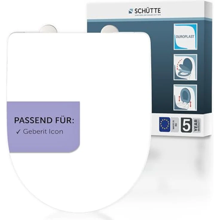 Schütte WC-Sitz D-Form Pro 7 Duroplast, Absenkautomatik und Schnellverschluss, weiß, bis 250 kg belastbar – Bild 1