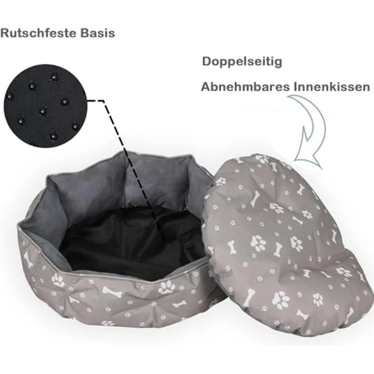 Mucola Katzenbett waschbar Katzenschlafplatz Ø60cm mit zweiseitigem Innenkissen Haustierbett für Katzen oder kleine Hunde Hundekissen Katzenkörbchen mit rutschfestem und wasserabweisendem Boden – Bild 3