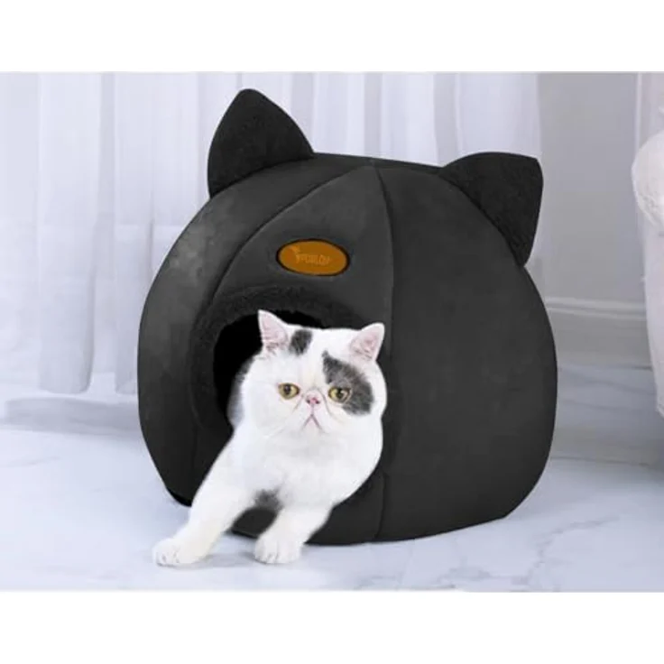 Purlov IZOXIS Katzenliege, Plüschbett mit rutschfester PVC-Unterseite, wasserdicht, für Katzen bis 6 kg – Bild 4
