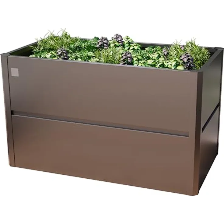 GFP PRIMEYARD 150 x 85 x 77 cm Hochbeet Theo, Stahl, Anthrazit-Metallic - Robuste Stahlblech-Konstruktion, edles Design, isolierte Hohlkammer-Wandelemente, rückenschonender Anbau, schnelle Montage