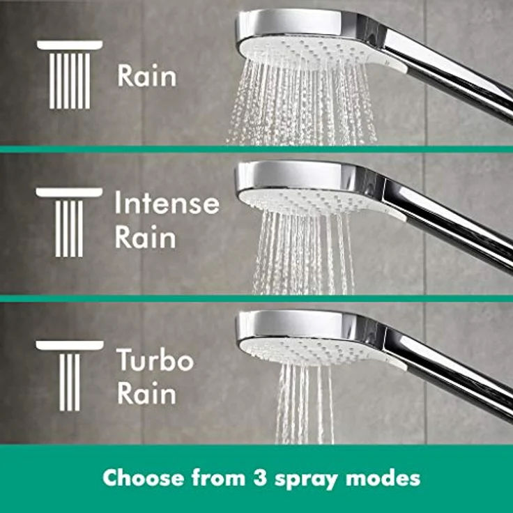 hansgrohe Handbrause Croma Select E, Duschkopf mit 3 Strahlarten, Duschbrause, Antikalk-Funktion, Weiß/Chrom – Bild 5