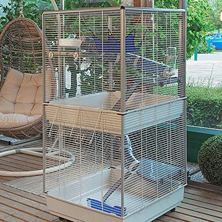 Ferplast Frettchenkäfig Rattenkäfig auf mehreren Ebenen mit Zubehör, Nagerkäfig verstärkte Kanten, schwarz lackiertes Metall und Kunststoff, 7, 75 x 80 x H 161 cm – Bild 3