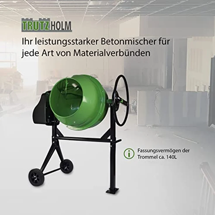 TRUTZHOLM Betonmischer TH-140L, 140 Liter, 550 W, 30 U/Min, stabil, ideal für Beton, Mörtel und Gips – Bild 4