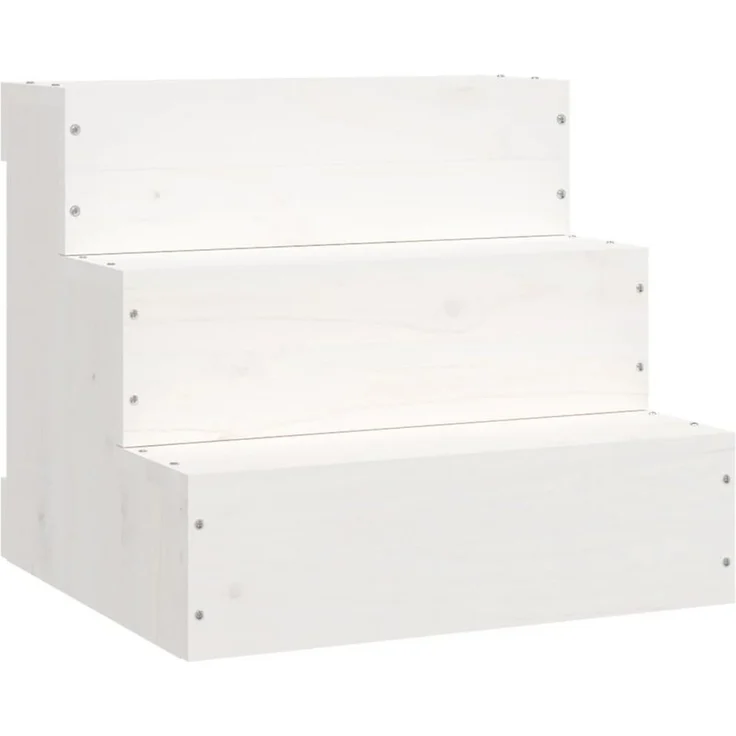 vidaXL Hunderampe Haustiertreppe Weiß 40x37,5x35 cm Massivholz Kiefer, Robust und haustierfreundliches Design – Bild 1