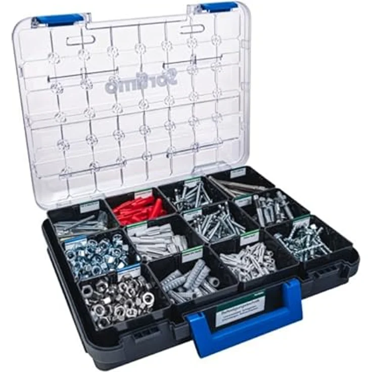 Sortimo T-BOXX 320, Aufbewahrung mit 12 Insetboxen H63, transparentem Deckel und 8 Trennwänden, robuster Kunststoff, kompatibel mit Fahrzeugeinrichtungen & WorkMo – Bild 2