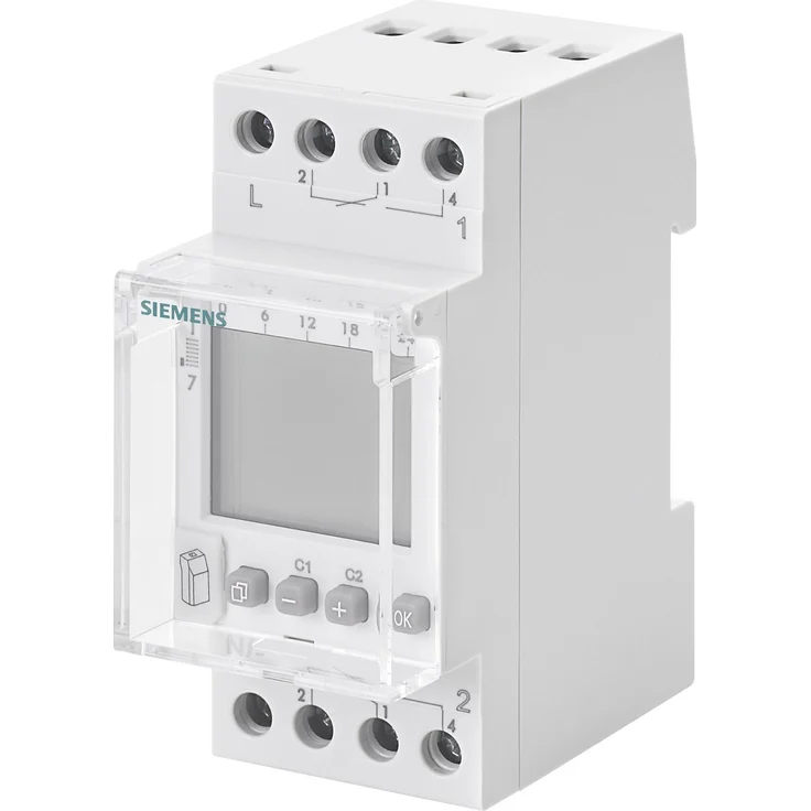 Siemens Hutschienen-Zeitschaltuhr digi, digitale Programmierung in 6 Sprachen, mit Kontrast-Einstellung und vorprogrammiert für Mitteleuropa
