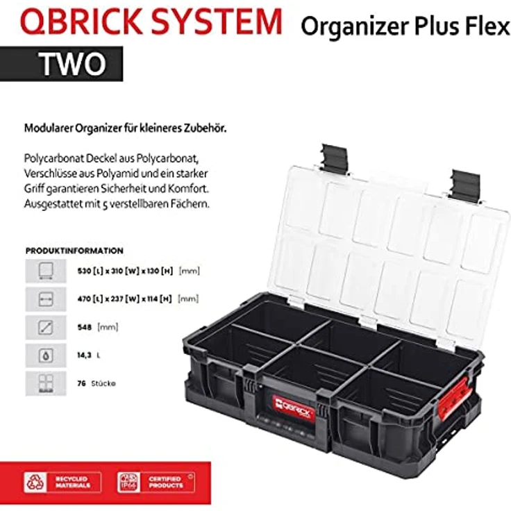Qbrick System TWO Organizer Plus Flex Robust Werkzeugkästen Satz (1 x Organizer) – Bild 3