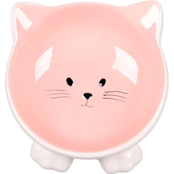 Flamingo Katzennapf Keramik, 125 ml Ø13,8 cm, spülmaschinenfest, flaches Design in Rosa – Bild 2