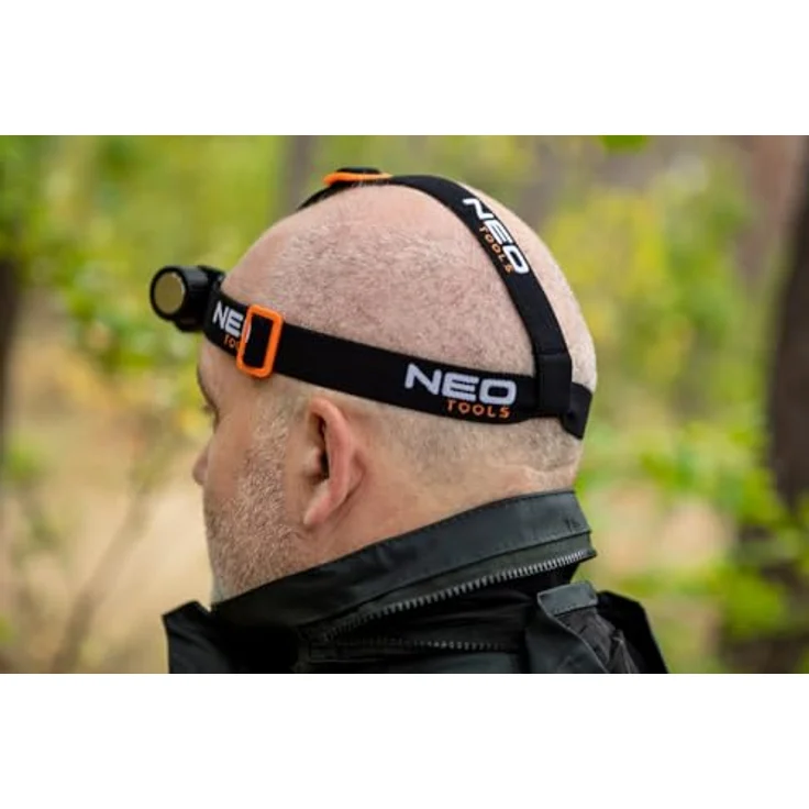 NEO TOOLS Akku-/Batterie-Kopftaschenlampe 20W, bis zu 2000 Lumen, Reichweite 200m, CREE XP50.2, IPX4, 4000mAh Li-Ionen, 5 Lichtfunktionen, USB, mit Kopfband – Bild 4