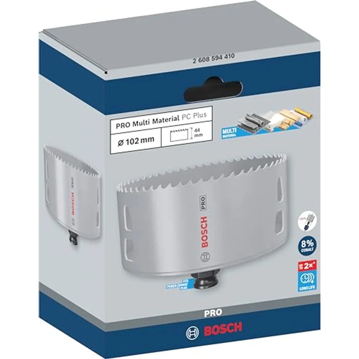 Bosch 1x PRO Multi Material Power Change Plus Lochsäge, Ø 102 mm, hält bis zu 2x länger als eine Standard-HSS M3-Lochsäge – Bild 2