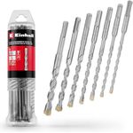 Einhell Original 7-tlg. SDS Plus Hammerbohrer-Set, 160 mm, aus 40Cr Werkzeugstahl mit vierschneidiger Hartmetallplatte und Zentrierspitze