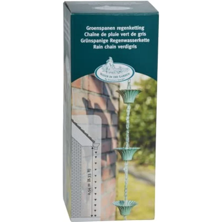 Esschert Design Regenwasserkette Grünspan, aus dem Material Eisen?, 7,9 x 7,9 x 254,0 cm – Bild 7