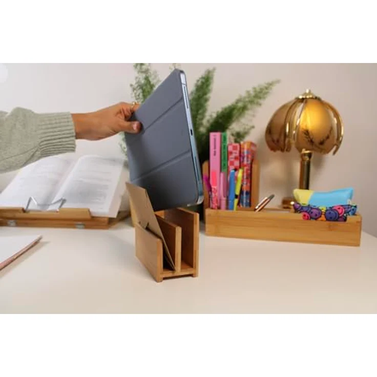 Wedo 61307 Briefständer Bambus, 2 Fächer, Maße 14 x 6,2 x 9 cm, im Geschenkkarton, braun – Bild 5