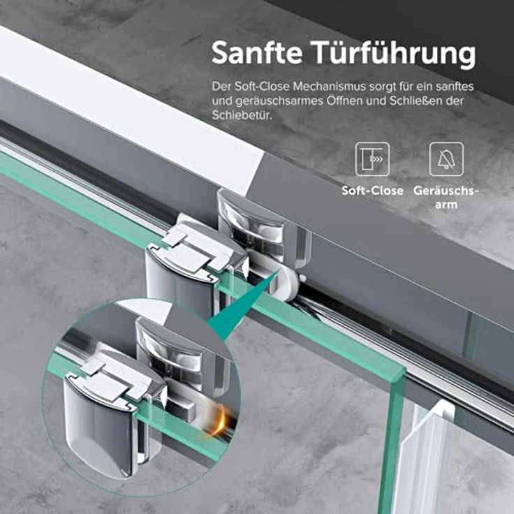 doporro Duschtür Nischentür 140x195cm, ESG-Sicherheitsglas mit Soft-Close und Nano-Beschichtung – Bild 4