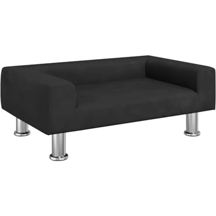 vidaXL Hundekorb Hundebett Schwarz 70x45x26,5 cm Samt Körbchen Hundesofa – Bild 1