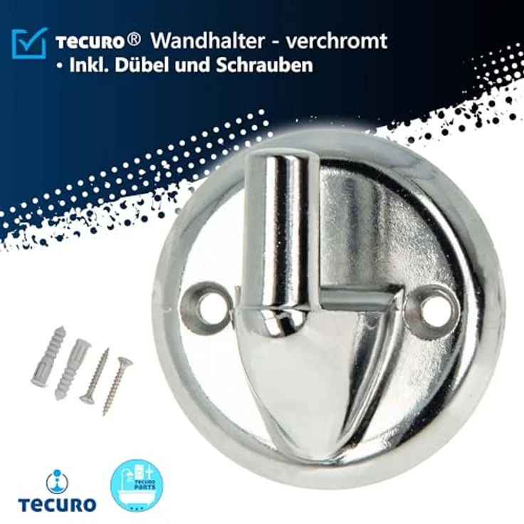 tecuro Brausehalter Wandaufsteckzapfen, verchromt, Ø 10 mm Zapfen, Ausladung 36 mm, inkl. Dübel und Schrauben – Bild 2