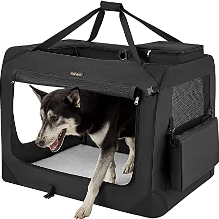 Feandrea Hundebox faltbar, Transportbox Hund, XXL, atmungsaktiv tragbar, schwarz – Bild 1