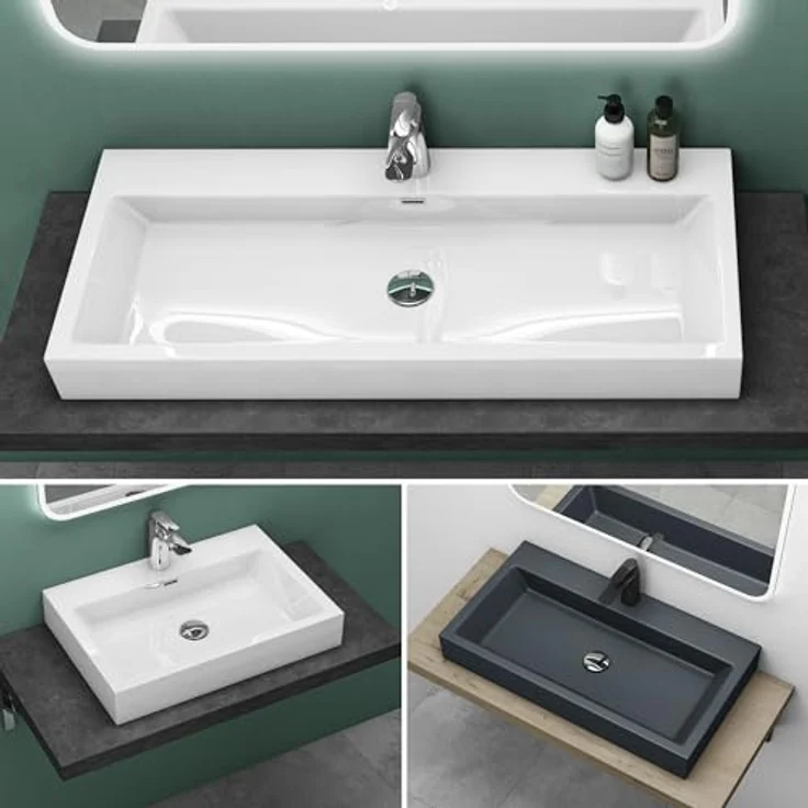 Mai & Mai Aufsatzwaschbecken Col18 mineralguss gussmarmor - Hochwertiges Qualitätsprodukt, Edel und Modern  – Bild 6