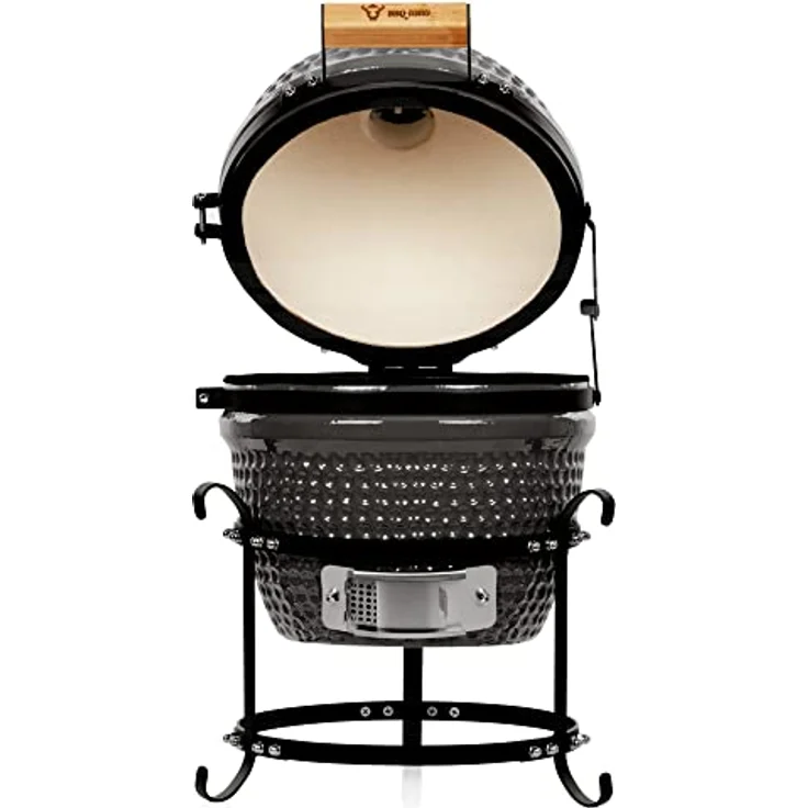 BBQ-Toro Kamado Grill | Holzkohlegrill Haiiro Ø 32 cm mit Thermometer, Holzgriff | Grau | Kamado Keramikgrill, Mini Holzkohlegrill, Mini Kamado Grill, Keramik Grill, Kamado BBQ, Ceramic Grill – Bild 4