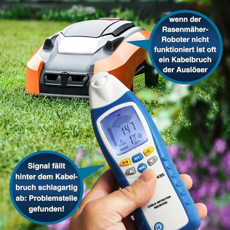 PeakTech 3435 Leitungssuchgerät mit Sender & Empfänger für Kurzschlüsse, Sicherungen, metallische Rohranlagen, Spannungsmesser, Leitungsfinder in Wänden, Decken, Böden - Empfangstiefe: bis 2 Meter – Bild 3