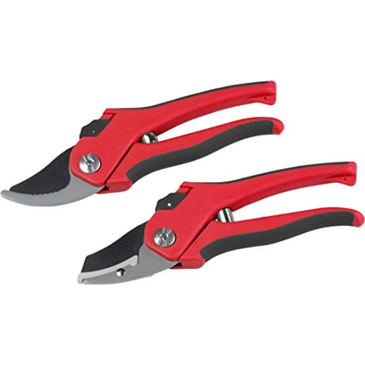 Meister Gartenscheren-Set 2-teilig - Bypass- und Amboss-Schere - Antihaft-Beschichtung - Rosenschere - Rebschere - Floristenschere - Gartenscheren im Set - 9719600 Links- und Rechtshänder mittelgroß