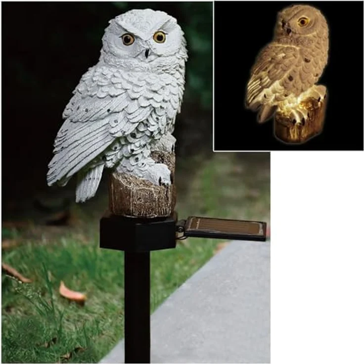 Solar LED Eule auf Steckstab Gartenfigur Gartenbeleuchtung Solarlampe Dekoeule – Bild 2