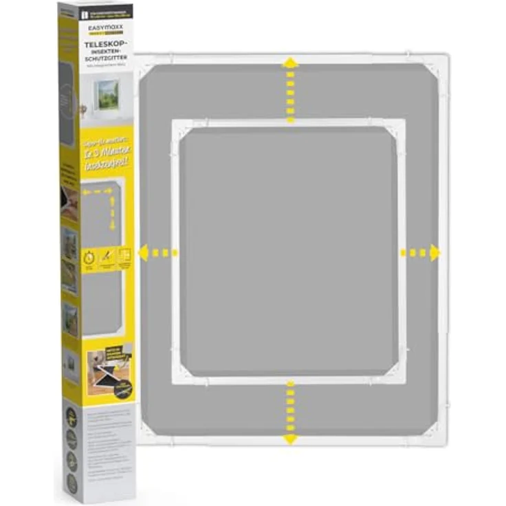 EASYmaxx Insektenschutz-Fensterrahmen Insect Protect, Teleskop-Insektenschutzgitter, weiß, mit vormontierten Rahmen – Bild 1
