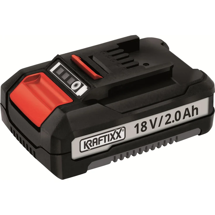 Kraftixx PXC 18V 2,0Ah Akku, universell für alle Power X-Change Geräte, gummiertes Gehäuse, 3-stufige LED-Anzeige, optimale Laufzeit und Sicherheit