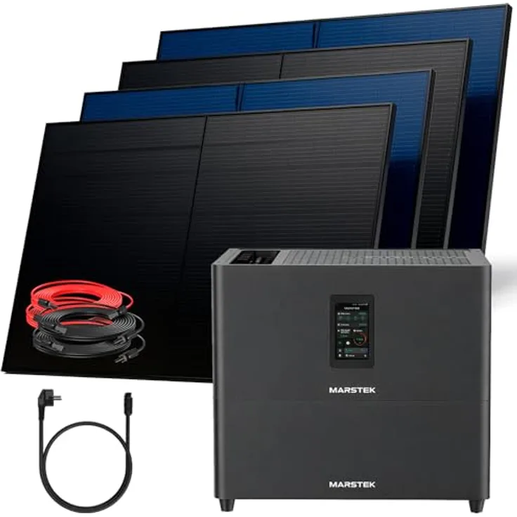 SUNNIVA® 2000W Balkonkraftwerk MARSTEK Jupiter C + Plus, BIFAZIAL FULLBLACK, 5,12 kWh Solarspeicher, Komplettset mit 4x 500W N-Type Glas-Glas Bifacial PV 
