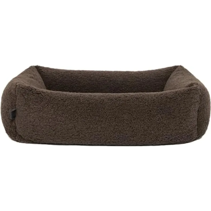 PAW WOW Sven Orthopädisches Hundebett, Teddy-Stoff, waschbar, braun, 80x60cm für kleine, mittelgroße und große Hunde