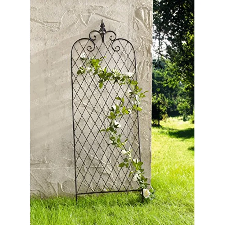 filigranes Rankgitter Raute aus Metall in Rost-Optik, 45 x 115 cm, Rankhilfe, Spalier, Rankgerüst, Gartenstecker, Dekostecker